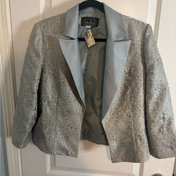 Alex Evenings Silver blue Embellished Blazer size 10 NWT - Picture 1 of 4